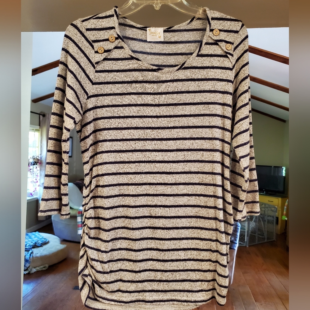 Lightweight/thin maternity sweater navy blue and gray size large